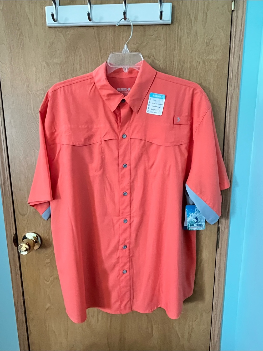 Reel Legends Mariner II Men’s Orange Button-Front Fishing Shirt Size XXL NWT